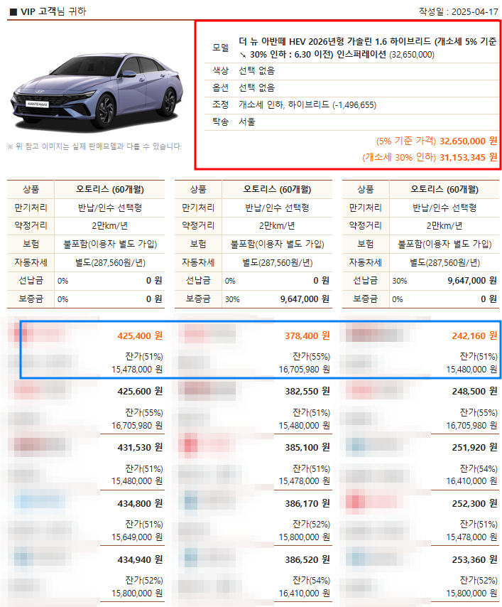 2026 아반떼 하이브리드 리스